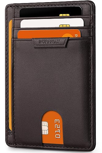 Buffway Slim Wallet - Minimalist Leather Front Pocket Wallet with RFID Blocking