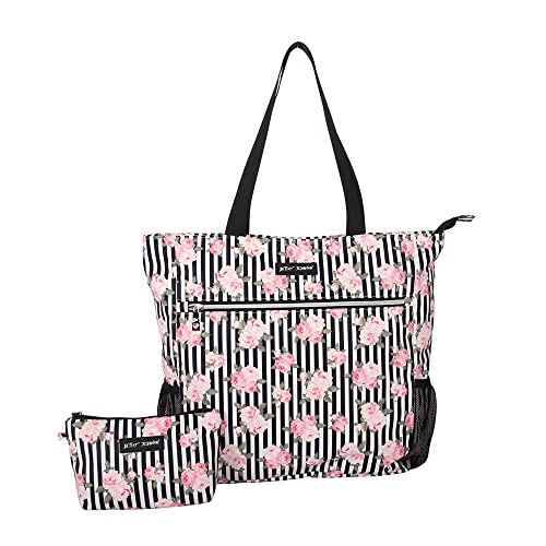 Betsey Johnson 15.6 Inch Beach Tote Bag with Cosmetic Pouch
