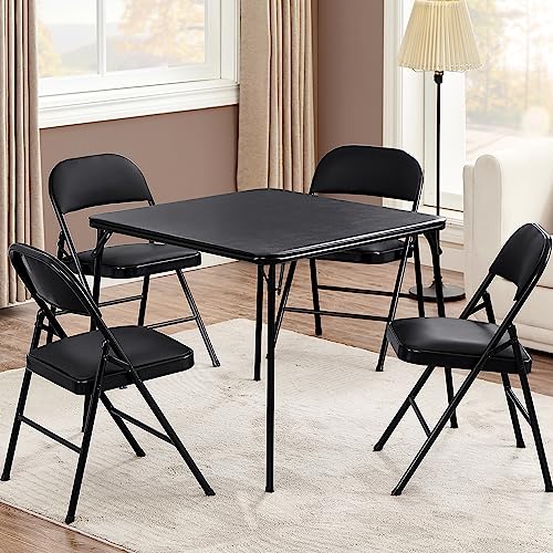 VECELO Portable Folding Card Table Square and Chair Sets