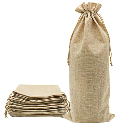 Shintop 10pcs Jute Wine Bags with Drawstring