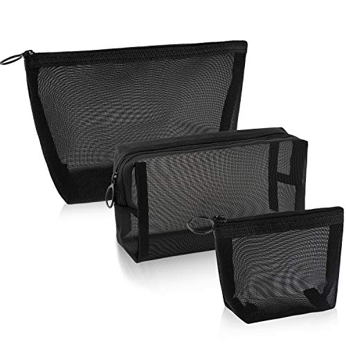 3-Piece Mesh Cosmetic Bag Set for Travel and Daily Use