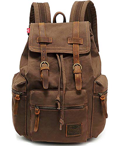 Vintage Travel Canvas Leather Backpack