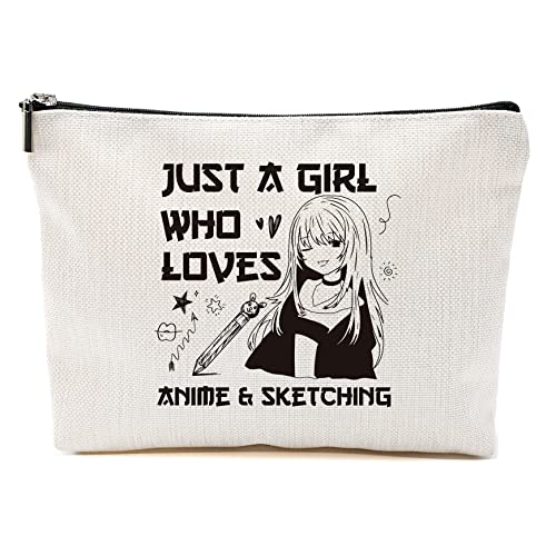 Anime Makeup Bag for Anime Lovers - Just A Girl Who Loves Anime Sketching Art Student Bag