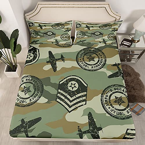 Camo Airplane Bed Sheet Set for Kids