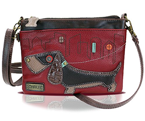 CHALA Mini Crossbody Handbag - Wiener Dog - Burgundy