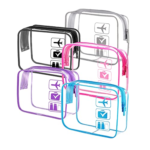 F-color TSA Approved Clear Toiletry Bag - 5 Pack Travel Bag