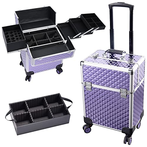 Stylish and Functional Aluminum Rolling Makeup Train Case