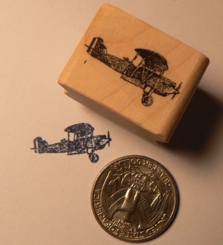 Miniature Airplane Rubber Stamp