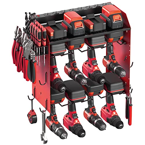 Red Power Tool Organizer with Charging Station
