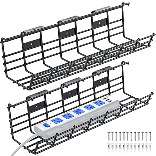 CarryUp Under Desk Cable Tray, No Drill Wire Management Clamp, Computer  Cord Organizer for Under Desk, Rack Cable Hider & Holder, Cord Keepers for