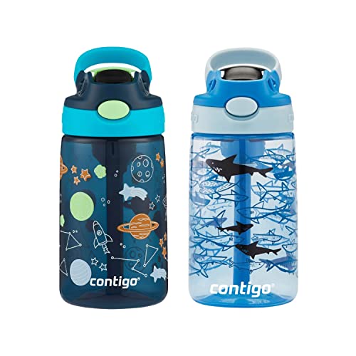 Contigo Kids Water Bottle with Straw - 2 Pack, Spill Proof, Easy-Clean Lid, Ages 3 Plus