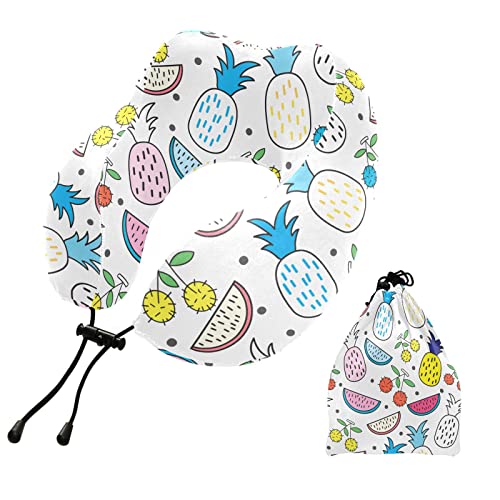 SPRIPORT Tropical Fruit Lychee Pineapple Travel Neck Pillow
