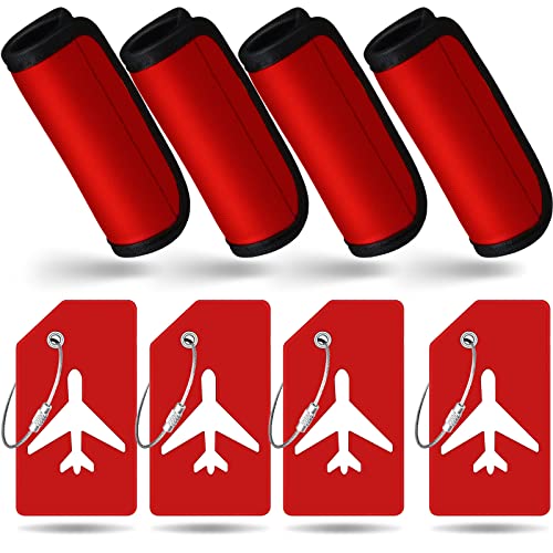 Bright and Durable Luggage Handle Wraps and Tags (Red)