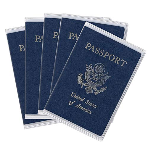 Clear Passport Cover, Travel Document Organizer - 5 Pack