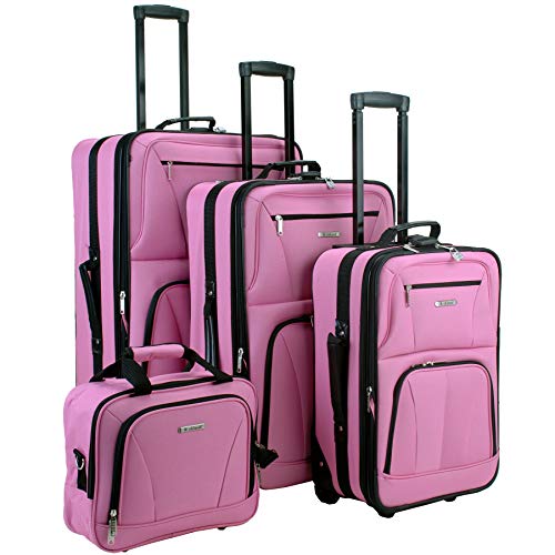 Rockland Pink Luggage Set, 4-Piece