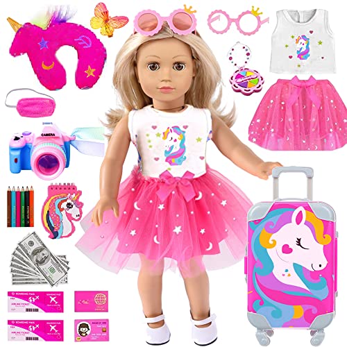 iBayda Unicorn Doll Travel Suitcase Play Set