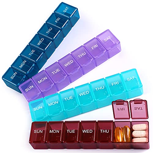 Monthly Pill Organizer, 4-Pack Weekly Small Pill Box