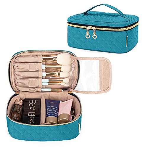 Travel Makeup Brush Case with Handle and Organizer