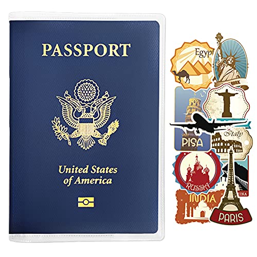 Clear Passport Cover with Additional Pockets and Stickers