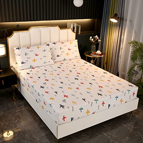 SDY Airplane Fitted Sheets Set for Twin Size Beds
