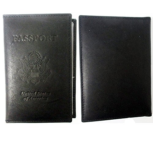 Black Leather Passport Travel Wallet