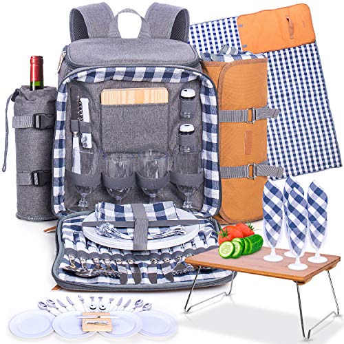 Picnic Backpack for 4 with Folding Table