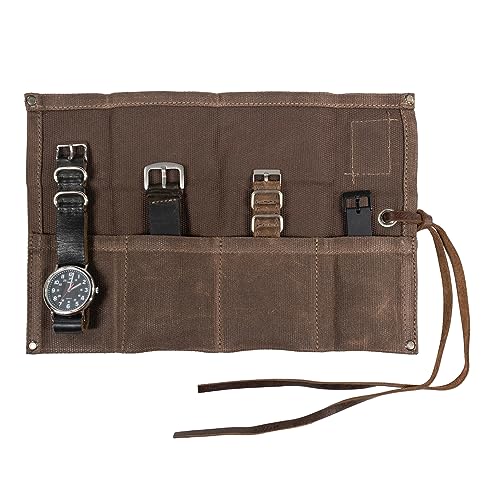 Waterproof Waxed Canvas Watch Roll Organizer