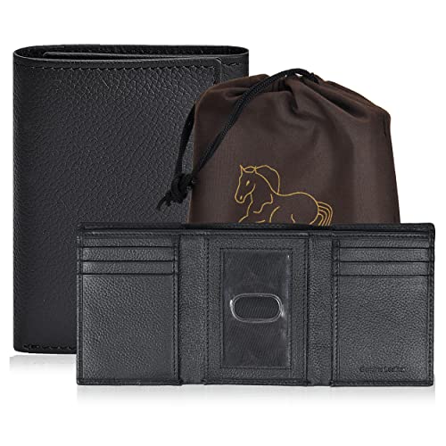 Black Tri Fold Wallet For Men