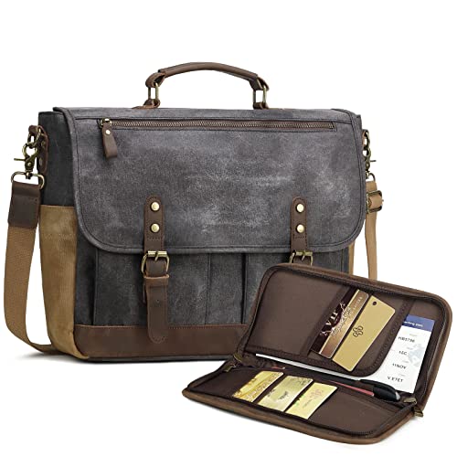 Wogarl Mens Messenger Bag with Leather Portfolio Wogarl Mens Messenger Bag with Leather Portfolio
