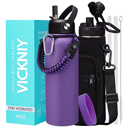 Insulated Water Bottle with Straw - 40 oz