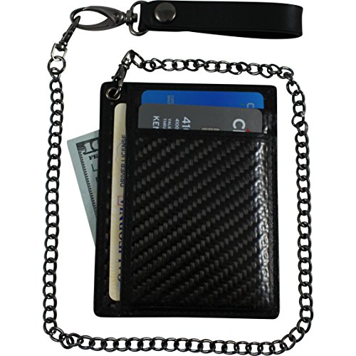Secure and Stylish Minimalist Carbon Fiber Wallet with Removable Chain