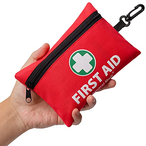 Compact Mini First Aid Kit - 110 Piece Set for Travel, Home, Office, Vehicle, Camping & Outdoor (Red)