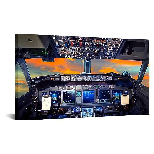 Canvas Print Airplane Cockpit Flight Decor