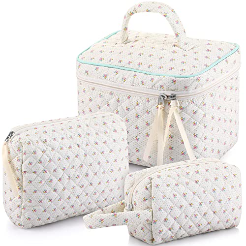 Cotton Quilted Makeup Bag Set