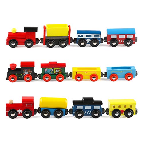 Joqutoys Wooden Train Cars Set