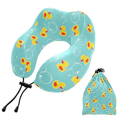 Cute Yellow Ducks Bubbles Travel Neck Pillow