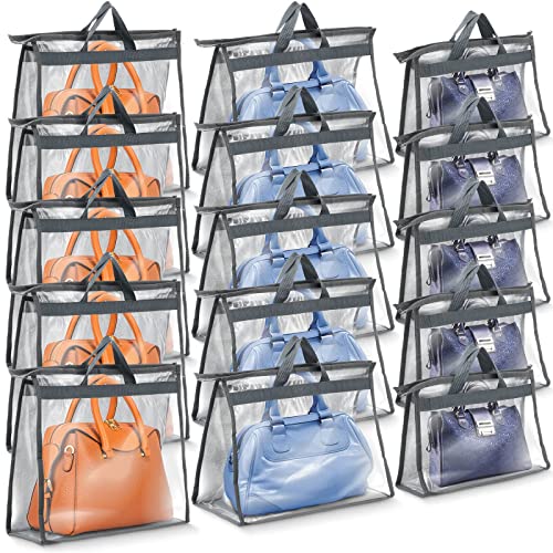 15-Piece Clear Handbag Storage Bags with Zipper and Handles