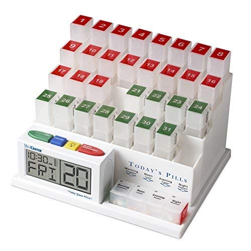 Monthly Medication Organizer with Reminder Clock