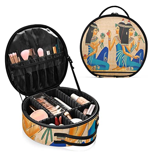 Stylish and Practical Ancient Egyptian Makeup Bag with Adjustable Dividers