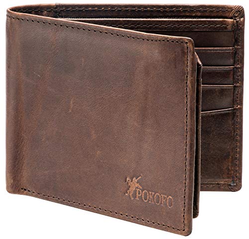 POKOFO RFID Blocking Leather Bifold Wallet for Men