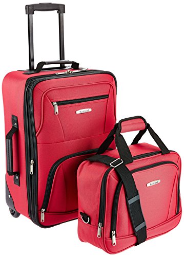 Rockland Fashion Softside Upright Luggage Set, Red, 2-Piece
