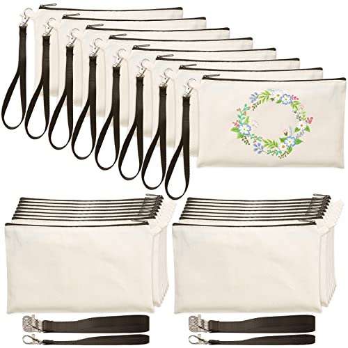 Canvas Cosmetic Bags with Wristband Lanyards Canvas Cosmetic Bags with Wristband Lanyards