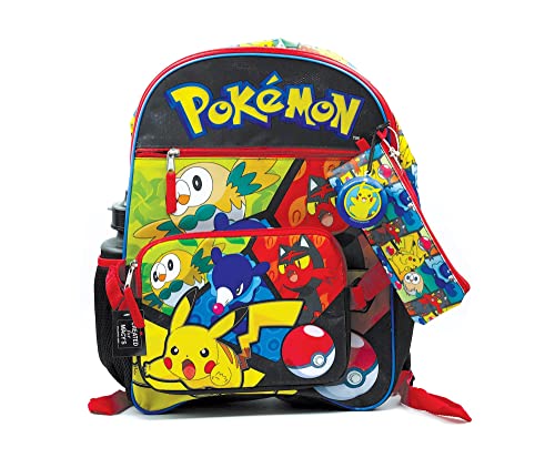 Pokemon Pikachu Backpack Set with Lunch Box & Water Bottle
