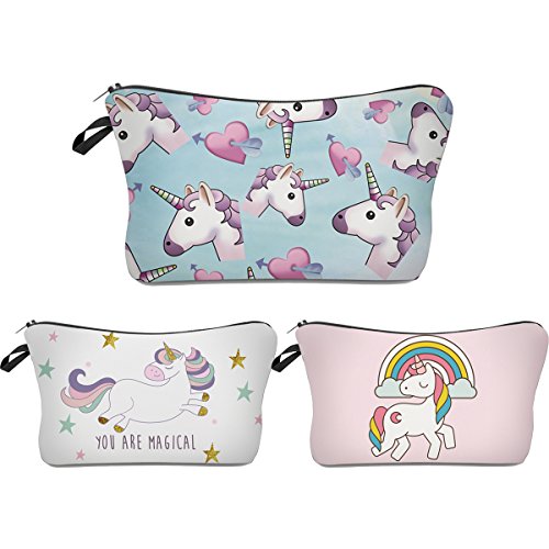 Unicorn Makeup Bag, Funny 3D Printing Women Cosmetic Bag