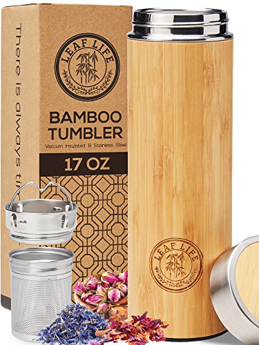 LeafLife Bamboo Thermos with Tea Infuser