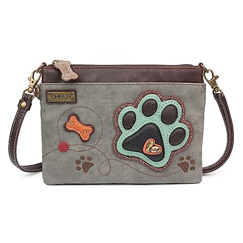 CHALA Mini Crossbody Handbag - Teal Paw Print