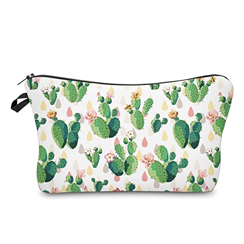 Cute Succulent Cactus Makeup Bag for Travel - White