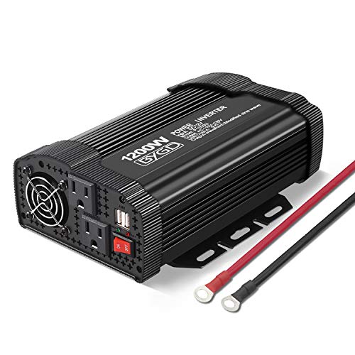 BYGD 1200W Car Power Inverter with 2 AC Outlets and 2 USB Ports