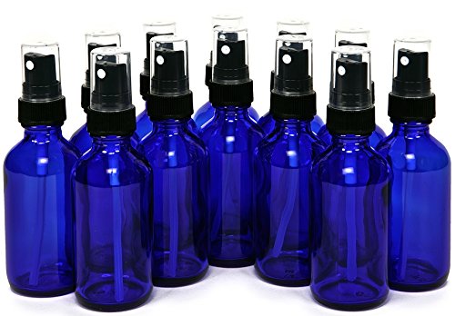 Vivaplex 2 oz Glass Bottles with Fine Mist Sprayers, Cobalt Blue