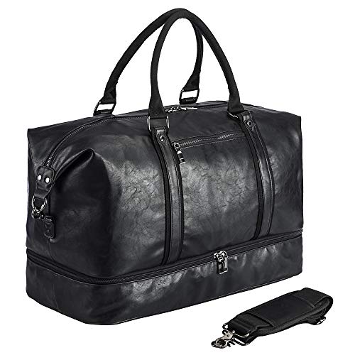 Leather Travel Bag with Shoe Pouch